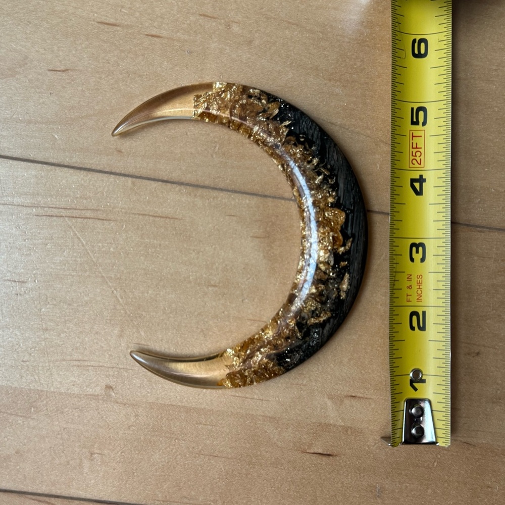 Wood and Gold Leaf Resin Hair Horn